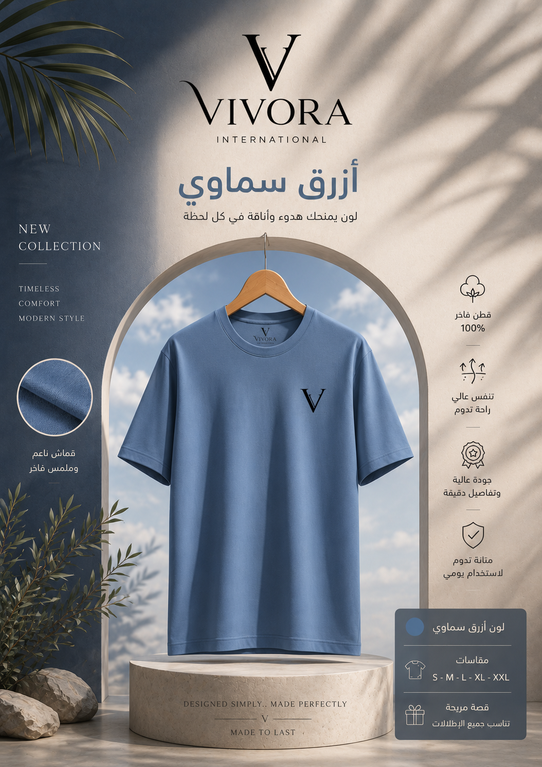 تيشيرت ڤيڤورا – أزرق سماوي | Vivora Sky Blue T-Shirt
